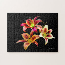 Quebra-cabeça Trio Elegante de Dayllírios Amarelos Rosa Floral