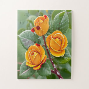 Quebra-cabeça Trio Flor de Ouro Rosa Amarela Botânica