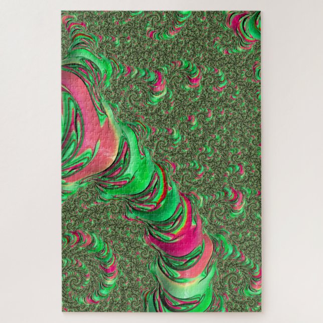 Quebra-cabeça Trippy Funky Psychedelic Groovy Espiral Arte Fract (Vertical)