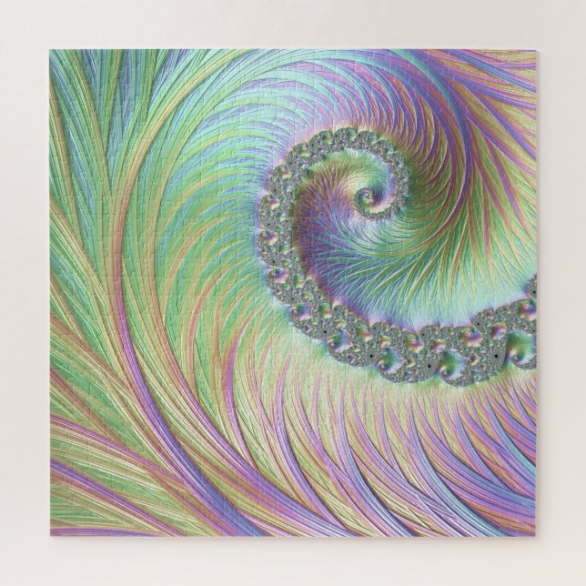 Quebra-cabeça Trippy Groovy Pastel Arco-Íris Espiral Arte Fracta (Vertical)