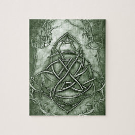 Quebra-cabeça Triquetra Trinity Knot Sage Green Faux Metalical