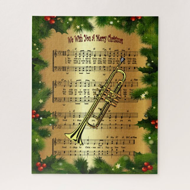Quebra-cabeça Trompete ~ "Desejamos Um Feliz Natal" ~ (Vertical)