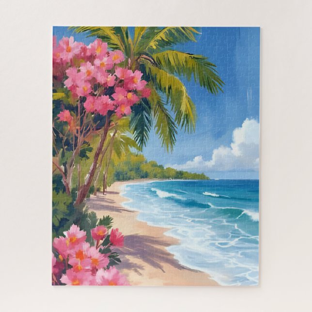 Quebra-cabeça Tropical Beach Paradise | Ocean Painting (Vertical)
