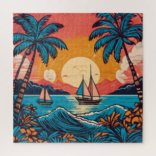 Quebra-cabeça tropical do tempo de diversão de art