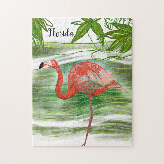 Quebra-cabeça Tropical Flamingo Florida Art Jigsera Quebra-cabeç (Vertical)