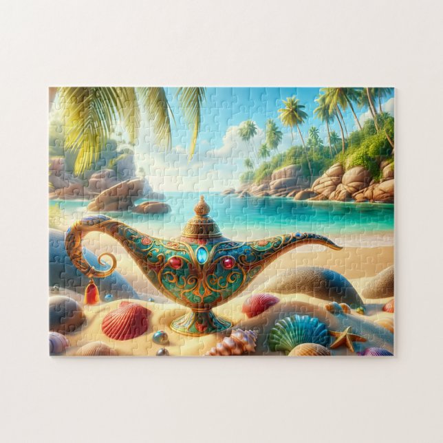 Quebra-cabeça Tropical Genie Lamp by the Sea (Horizontal)