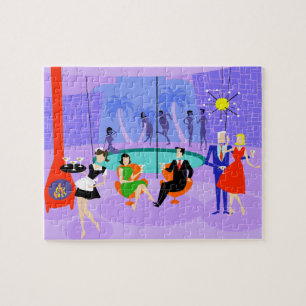 Quebra-cabeça tropical retro do cocktail