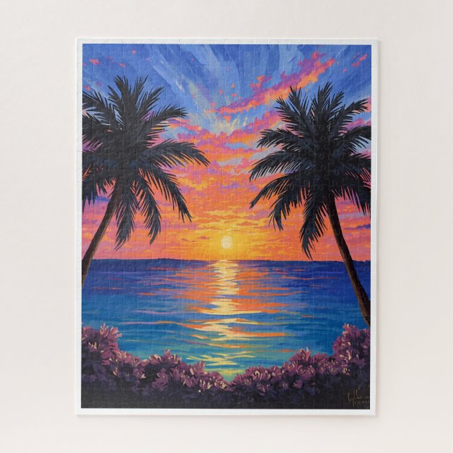 Quebra-cabeça Tropical Sunset – Vibrant Ocean Puzzle (Vertical)
