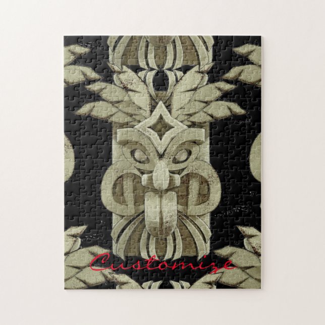 Quebra-cabeça Trovão da escultura Tiki gravada (Vertical)