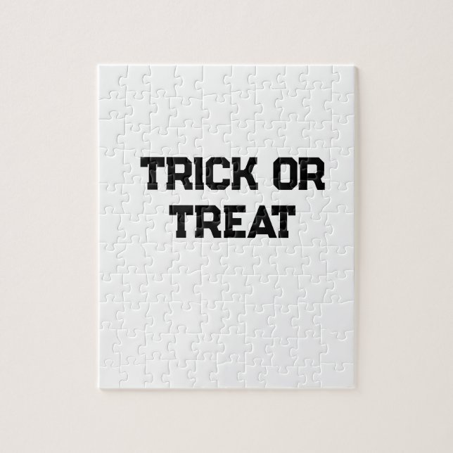 Quebra-cabeça Truque ou. Trate o Halloween mimado preto simples  (Vertical)