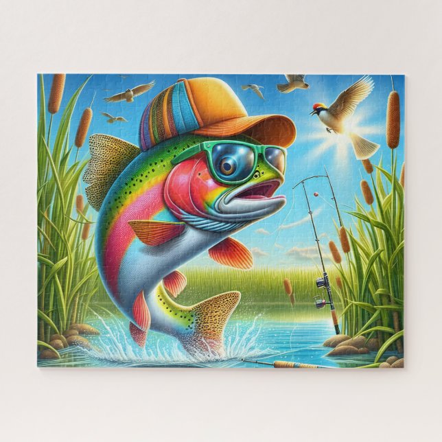 Quebra-cabeça Truta Arco-Íris Pesca (Horizontal)