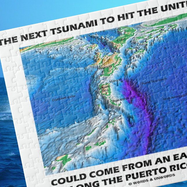 Quebra-cabeça Tsunami Porto Rico Trench (Plate Tectonics Earth) (Jigsaw puzzle for any geographer or earth scientist highlighting our dynamic Earth)