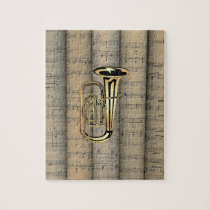 Quebra-cabeça Tuba ~ Rolled Sheet Music Background ~ Musical