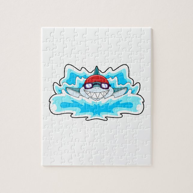 Quebra-cabeça Tubarão a Nadar com óculos de Nadação (Vertical)