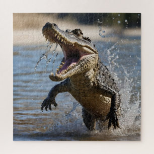 Quebra-cabeça Tubarão Assustador Australiano Pulando Crocodilo