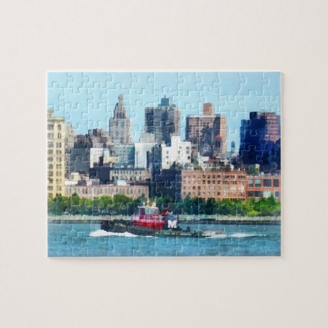 Quebra-cabeça Tugboat Contra Manhattan Skyline (Horizontal)