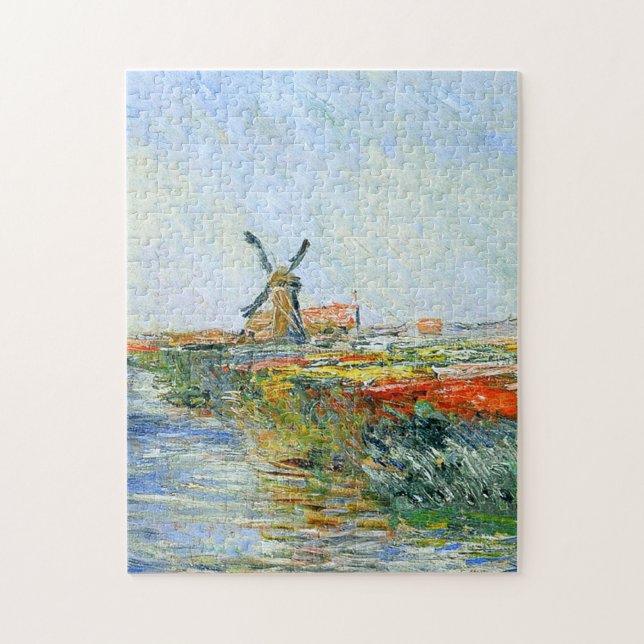 Quebra-cabeça Tulip Field na Holland Monet Fine Art (Vertical)