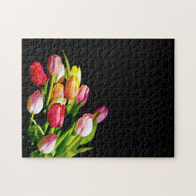 Quebra-cabeça Tulip Painting - Arte Flor Original (Horizontal)