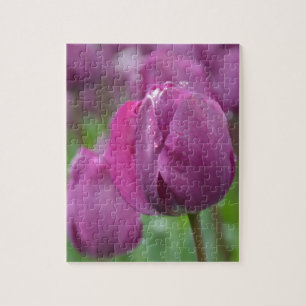 Quebra-cabeça Tulipa Roxa com gotas de água