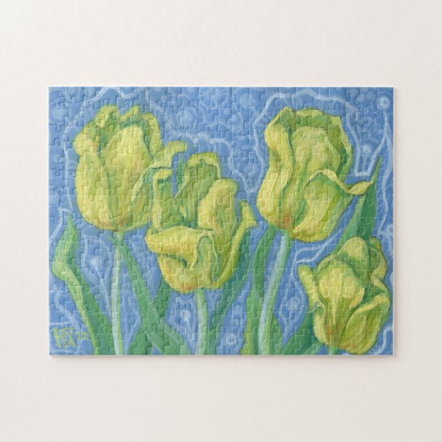 Quebra-cabeça Tulipas Amarelas, Flores De Mola Pintura Floral (Horizontal)