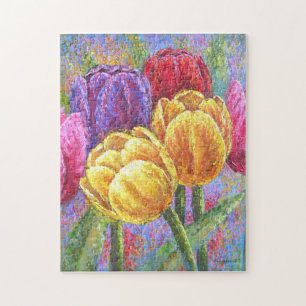 Quebra-cabeça Tulipas Coloridas Floral Desafiadora Flores Arte