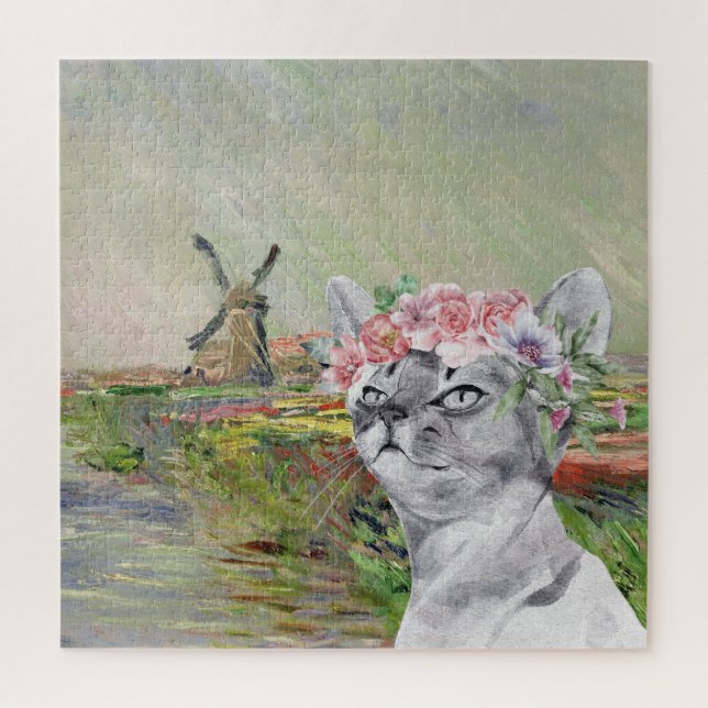 Quebra-cabeça Tulipas e Gatos Ricos do Carimbo Monet (Vertical)