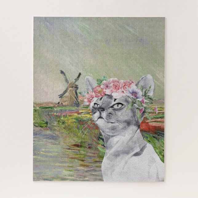Quebra-cabeça Tulipas e Gatos Ricos do Carimbo Monet (Vertical)