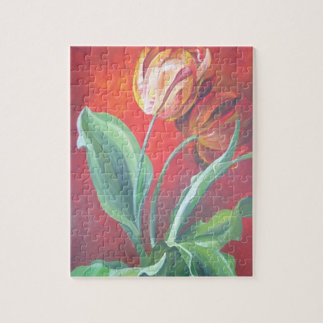 Quebra-cabeça Tulipas Vermelhas e Amarelas Artísticas (Vertical)