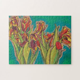 Quebra-cabeça Tulips Sketch Blooming Flowers Arte Floral