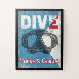 Quebra-cabeça Turks & Caicos Vintage Scuba Merging Mask