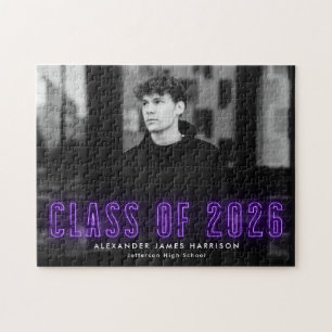 Quebra-cabeça Turma Roxa de Néon de Foto para Graduação 2022