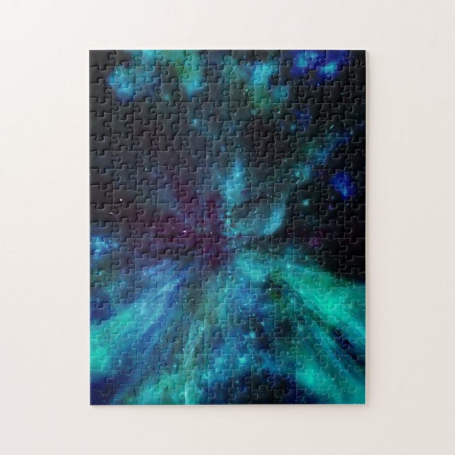 Quebra-cabeça Turquesa N Nebulosa Azul e Estrelas (Vertical)