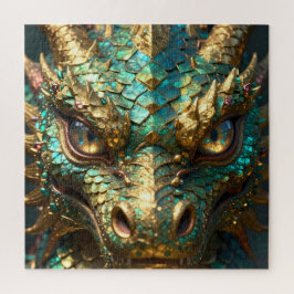 Quebra-cabeça Turquoise and Gold Dragon Face