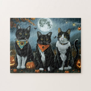 Quebra-cabeça Tuxedo Cat Halloween Spooky