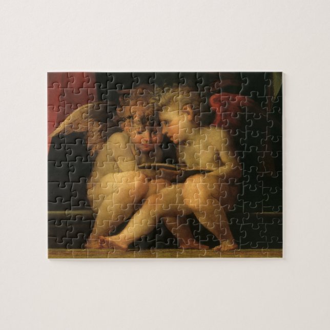 Quebra-cabeça Two Cherubs Reading by Rosso Fiorentino, Angels (Horizontal)