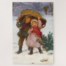 Quebra-cabeça Two children in the snow by Frederick Morgan