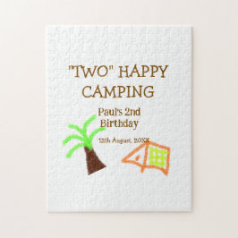 Quebra-cabeça Two happy camping 2nd birthday tree camp kids