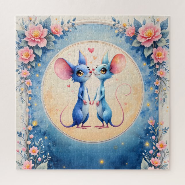 Quebra-cabeça Two Hearts, One Love – Wedding Mice.  (Vertical)