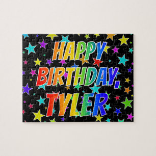 Quebra-cabeça "TYLER" Primeiro Nome, Diversão "FELIZ ANIVERSÁR