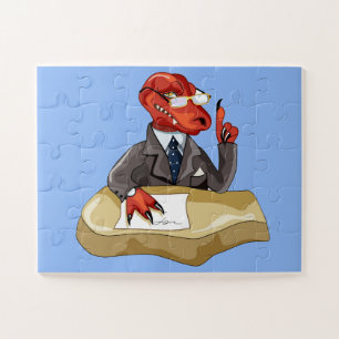 Quebra-cabeça Tyrannosaurus Rex Boss Sentado Em Uma Mesa. 2