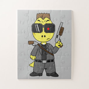 Quebra-cabeça Tyrannosaurus Rex Vestido Como Terminador.