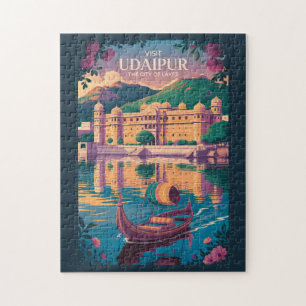 Quebra-cabeça Udaipur India Palace Ilustração Viagem Art