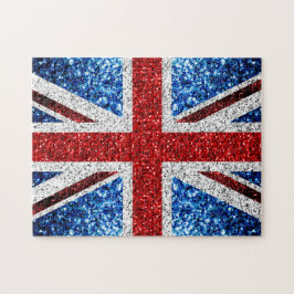 Quebra-cabeça UK flag red blue white sparkles glitters