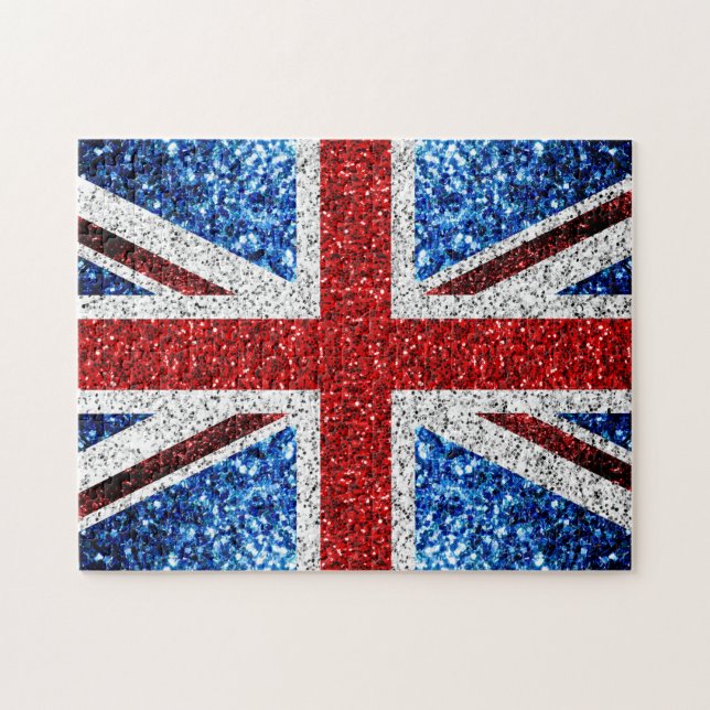 Quebra-cabeça UK flag red blue white sparkles glitters (Horizontal)