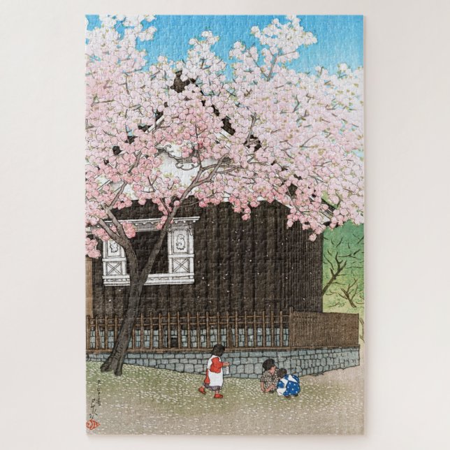 Quebra-cabeça ukiyoe - hasui - C01 - Aagoyama Hill em Primavera  (Vertical)
