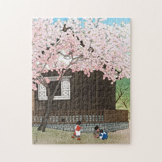 Quebra-cabeça ukiyoe - hasui - C01 - Aagoyama Hill em Primavera  (Vertical)