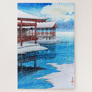 Quebra-cabeça ukiyoe [hasui] C26 Snow em um belo dia em Miyajima