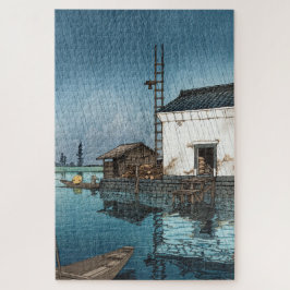 Quebra-cabeça ukiyoe - hasui - m02 - Ushibori em chuva -