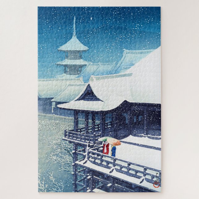 Quebra-cabeça ukiyoe - hasui - m07 - Primavera Snow - (Vertical)