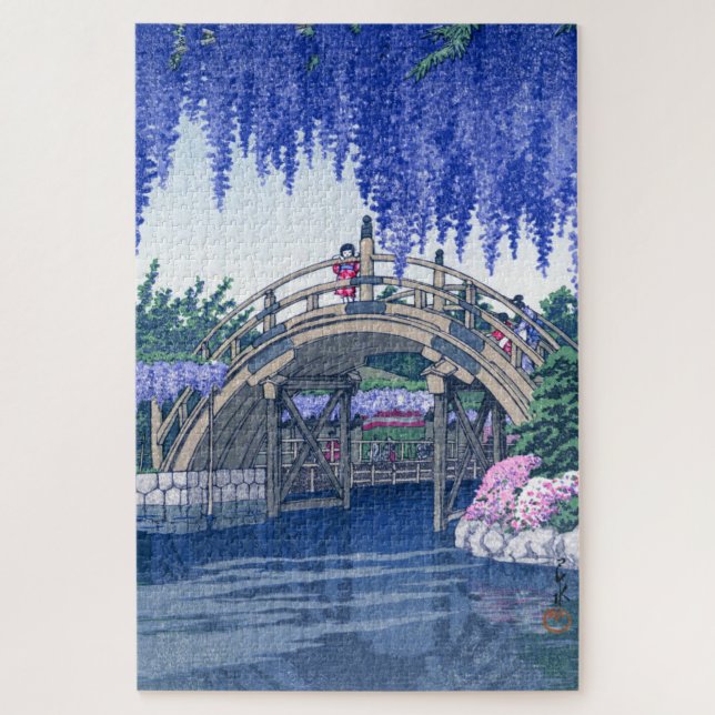 Quebra-cabeça ukiyoe - hasui - No.34 Wisteria em Kameido -   (Vertical)